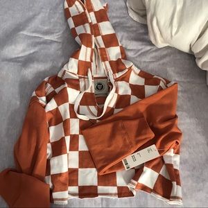 Checkered cropped hoodie